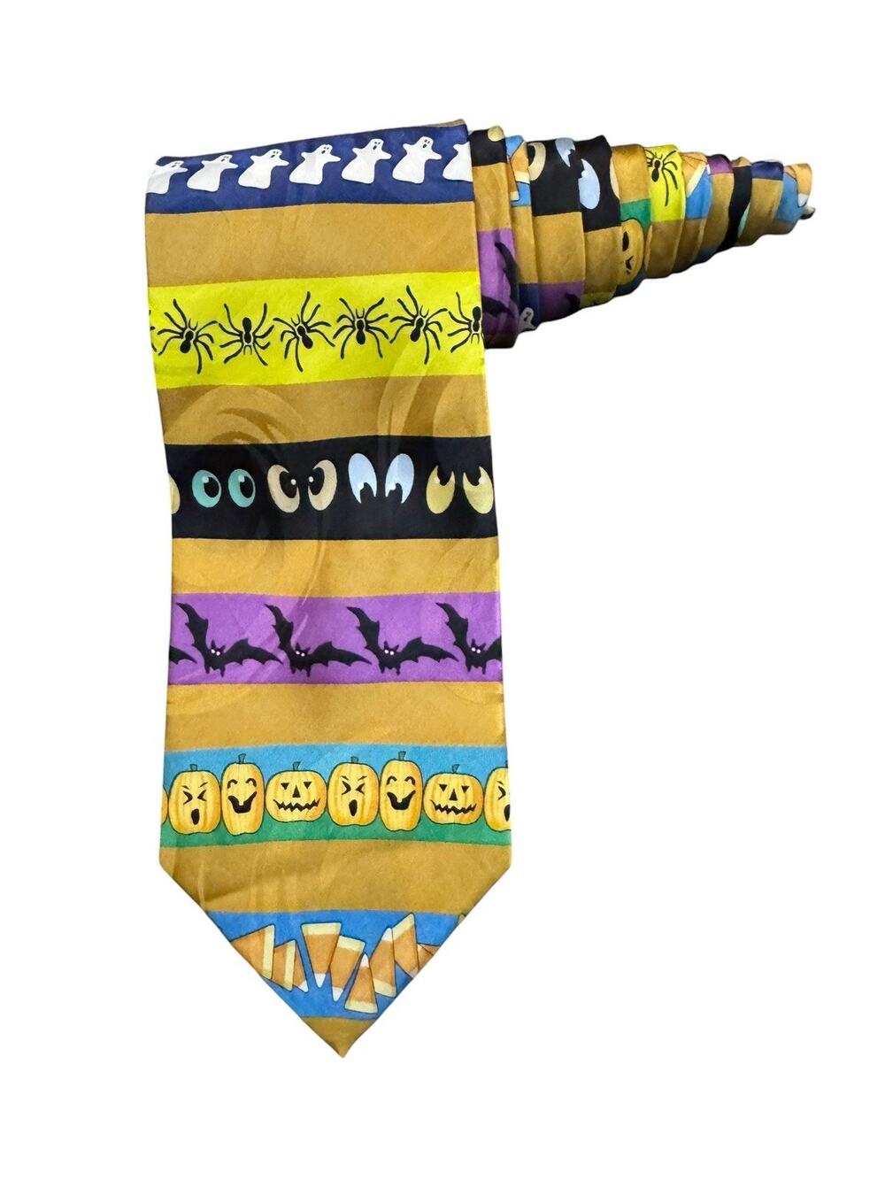 Keith Daniels Halloween Candy Corn Ghost Jack O Lanterns Bats Spiders Necktie